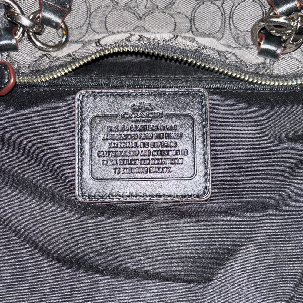 Coach Gray Signature Shoulder Bag with silver accents - Picture 7 of 8